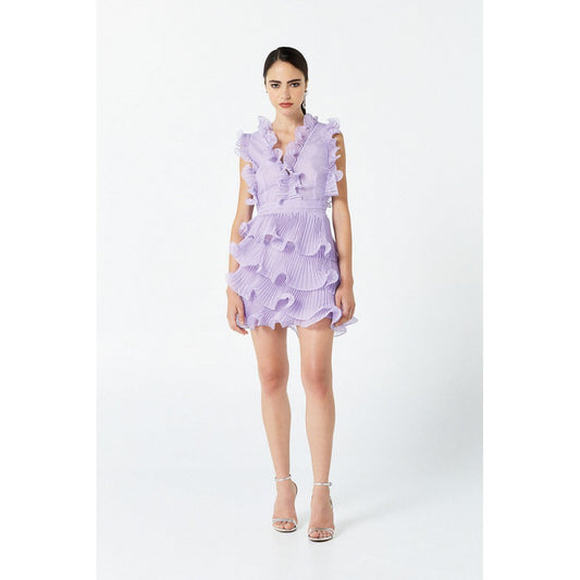 NENETTE Abito corto in organza con motivi plissè ondulati