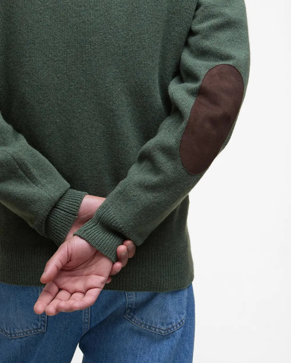 Barbour cardigan uomo in lana con zip e toppe
