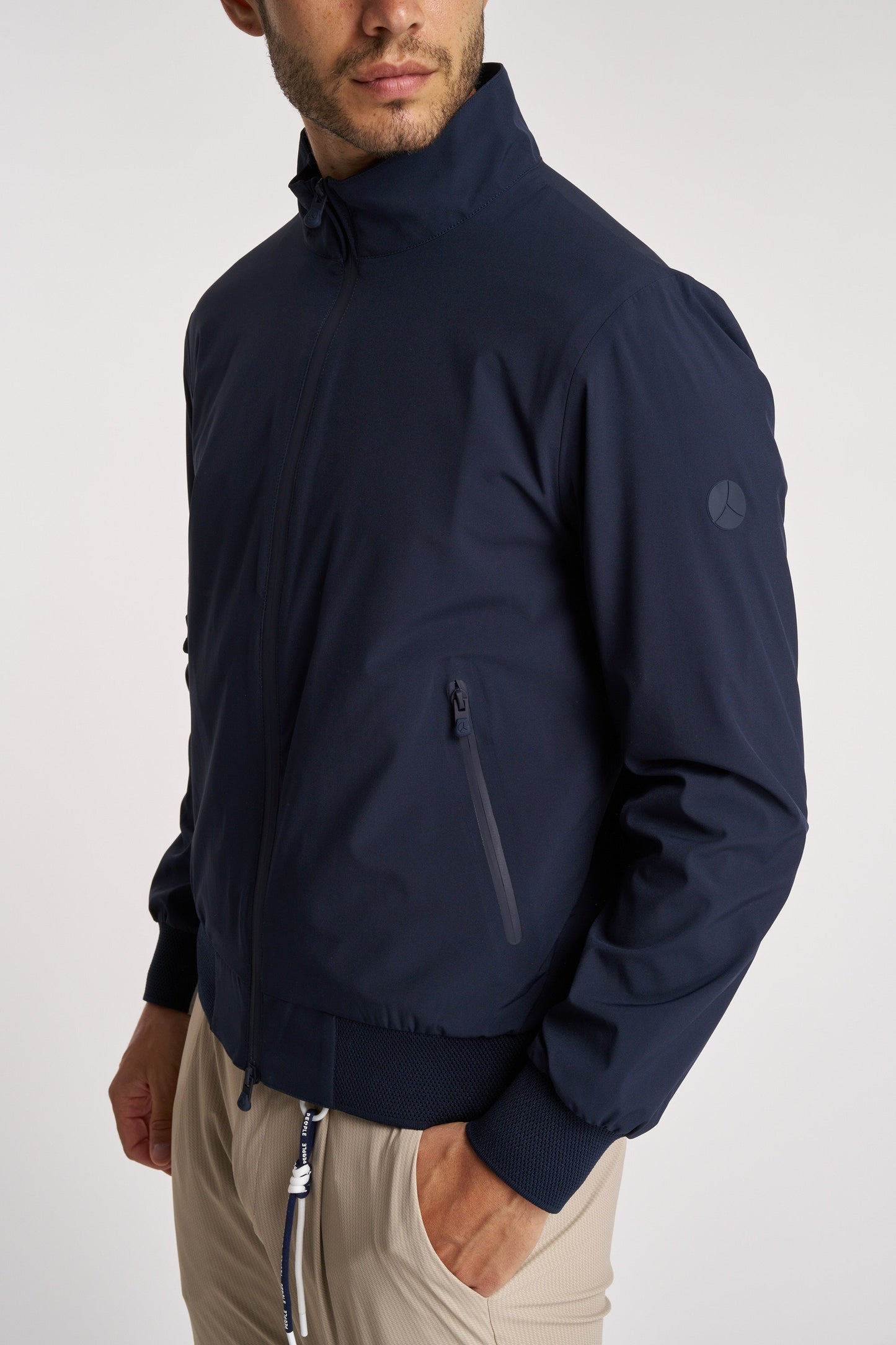 PEOPLE OF SHIBUYA Giubbotto bomber estivo in tessuto tecnico traspirante blu