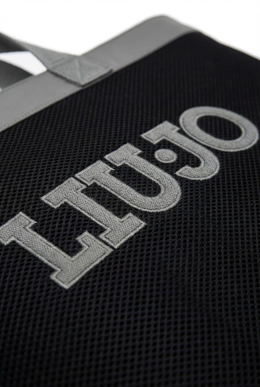 LIU JO Borsa tote in mesh con maxi logo frontale