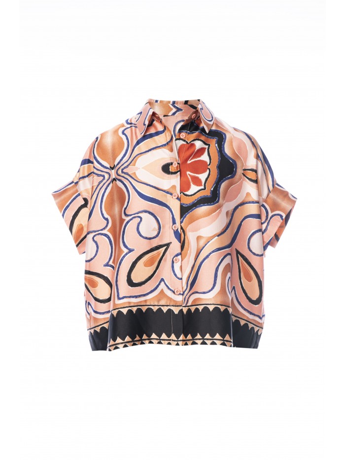 ANONYME DESIGNERS Camicia morbida fantasia collo piatto