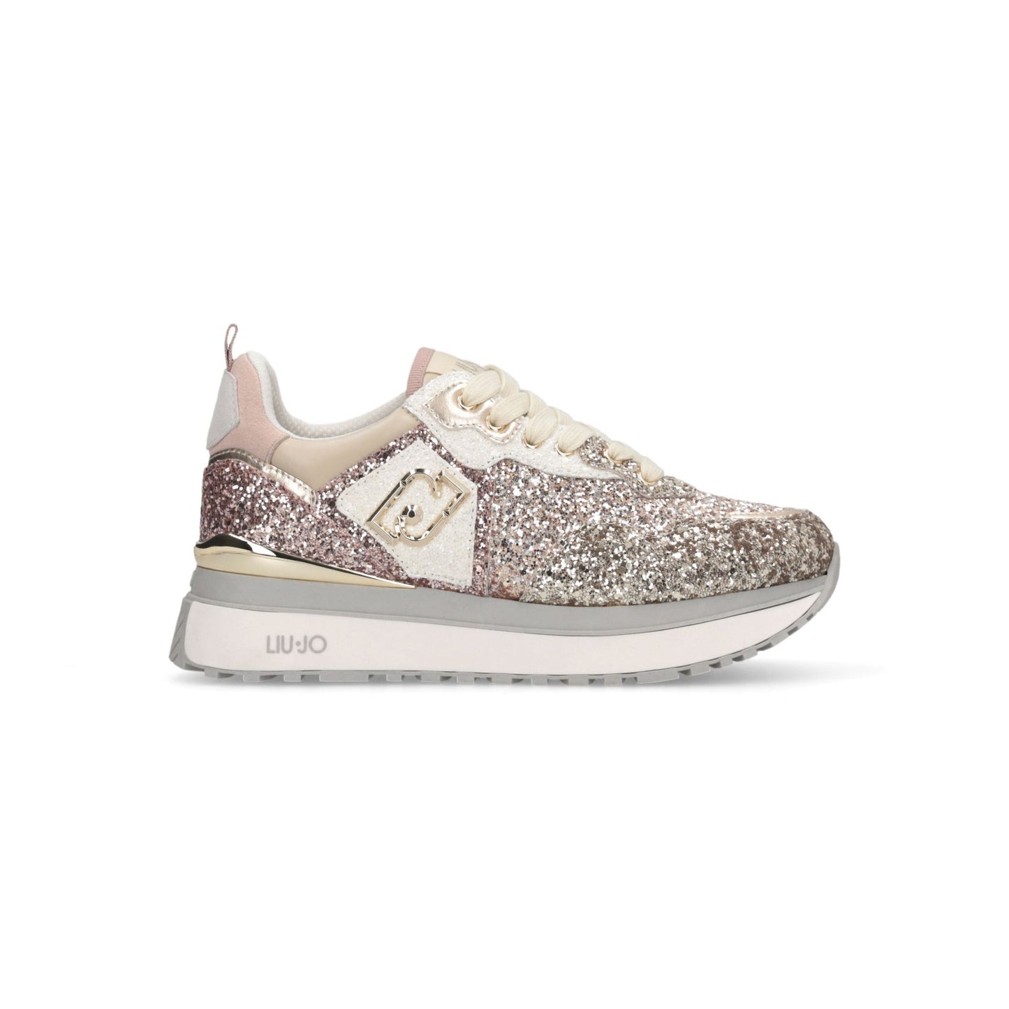 LIU JO Scarpe donna sneaker glitterate prugna argento MAXI WONDER