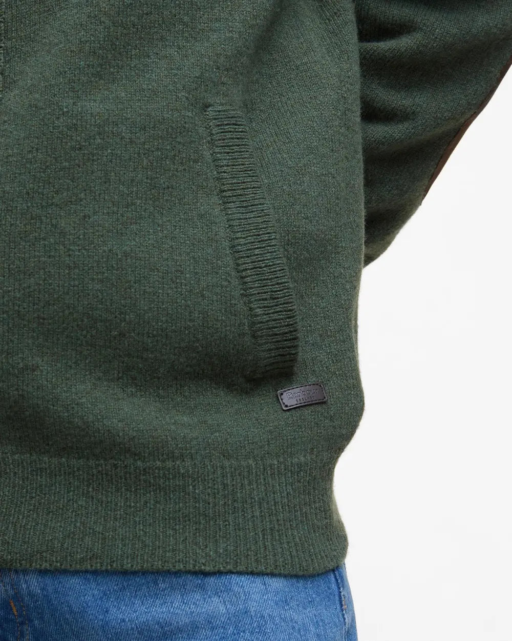 Barbour cardigan uomo in lana con zip e toppe