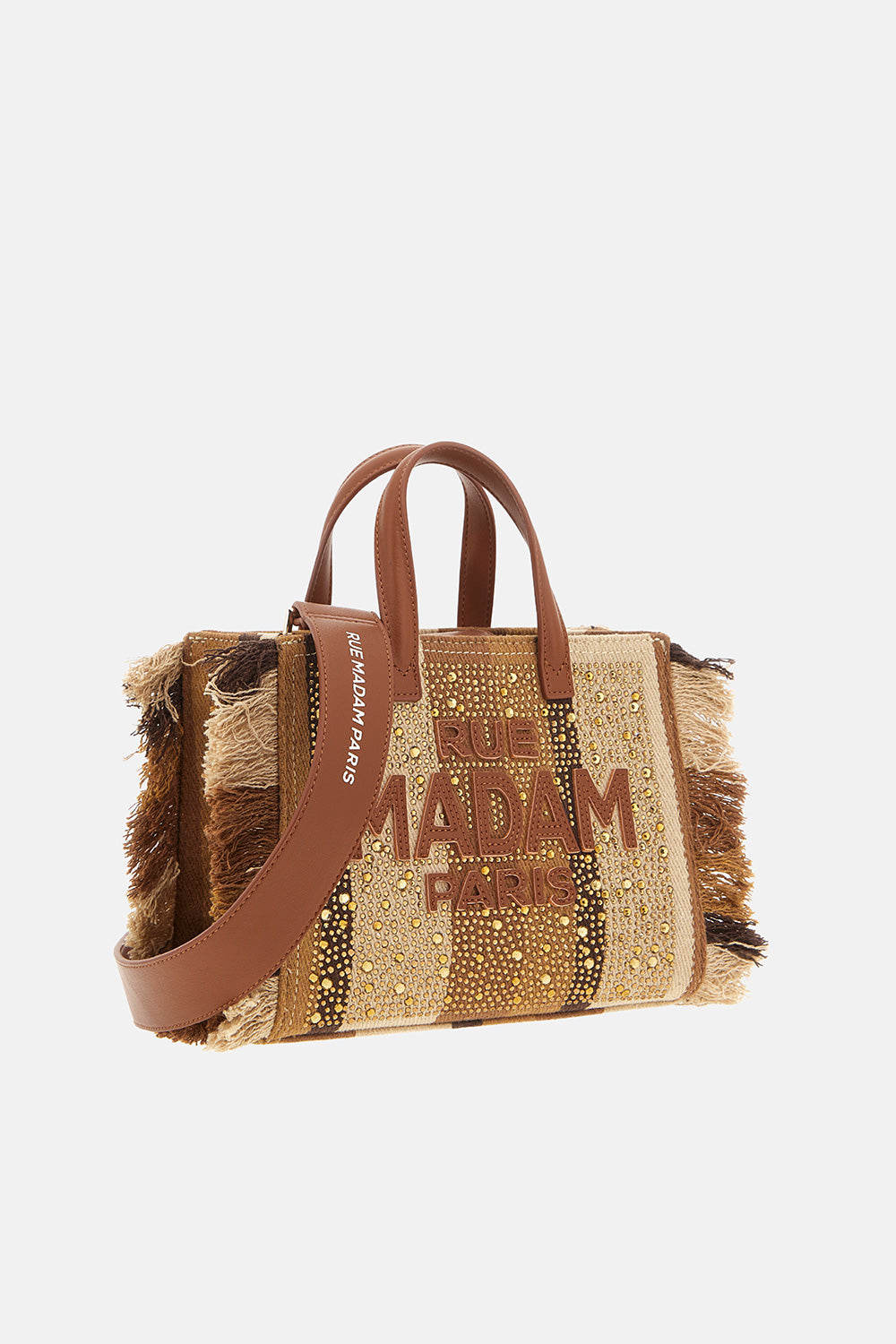 RUE MADAM PARIS Borsa CASABLANCA MINI TOTE STRIPES BROWN
