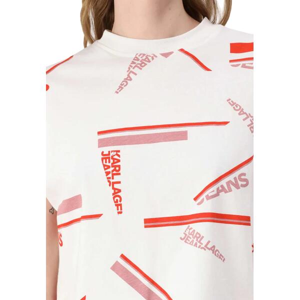KARL LAGERFELD T-Shirt maniche corte donna boxy loghi all over cropped