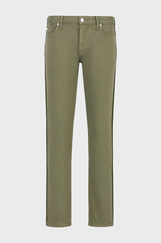 EMPORIO ARMANI Pantaloni in bull elasticizzato gamba slim con bordino laterale