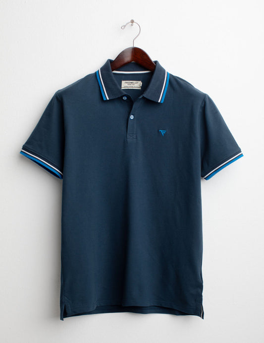 FRED MELLO Polo maniche corte uomo con righine in contrasto sul colletto e maniche