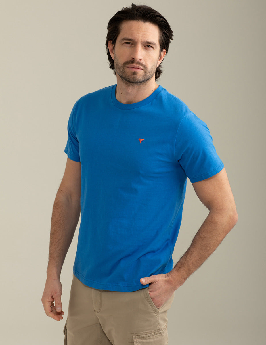 FRED MELLO T-shirt girocollo con logo ricamato in contrasto