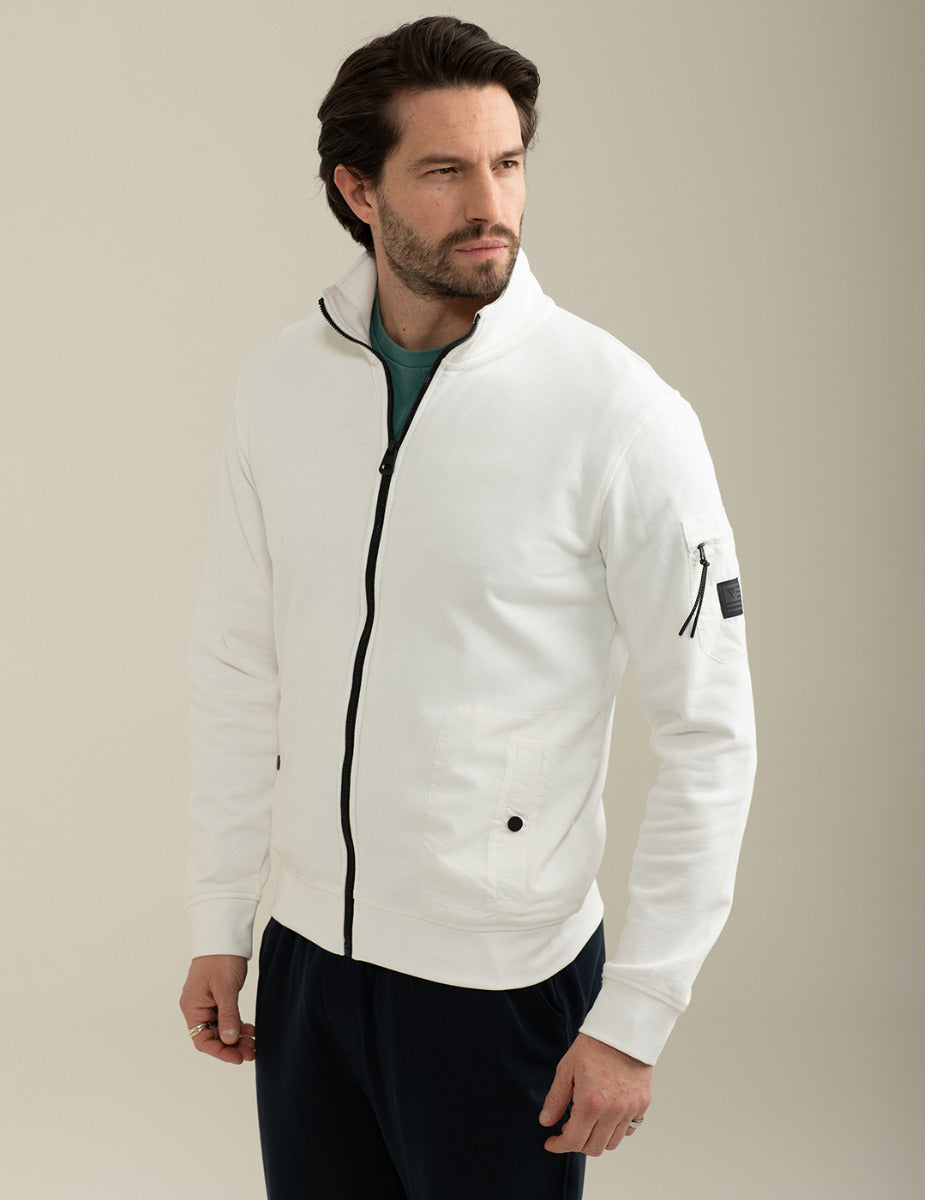 FRED MELLO Felpa fullzip con collo a listino e inserti in ripstop
