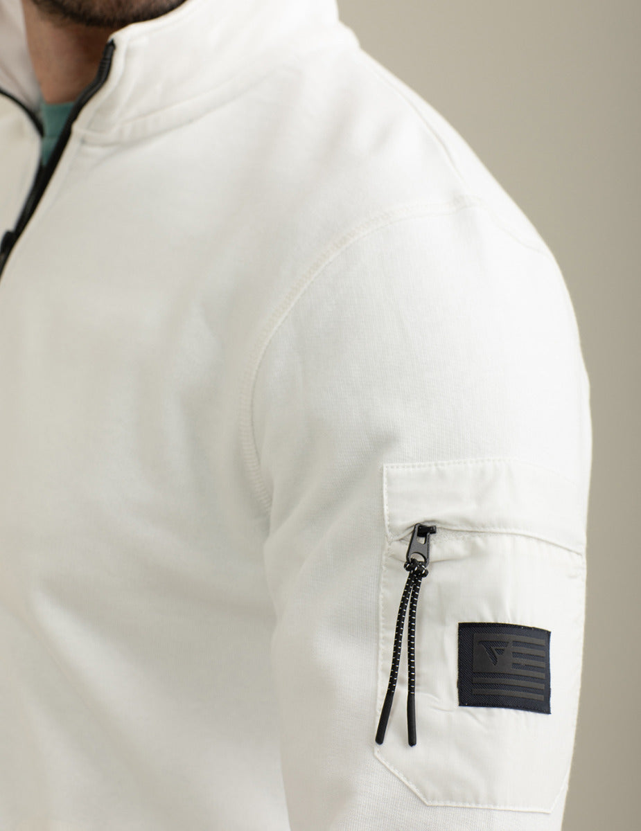 FRED MELLO Felpa fullzip con collo a listino e inserti in ripstop