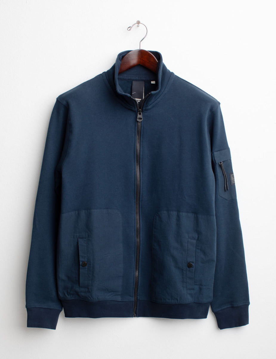 FRED MELLO Felpa fullzip con collo a listino e inserti in ripstop