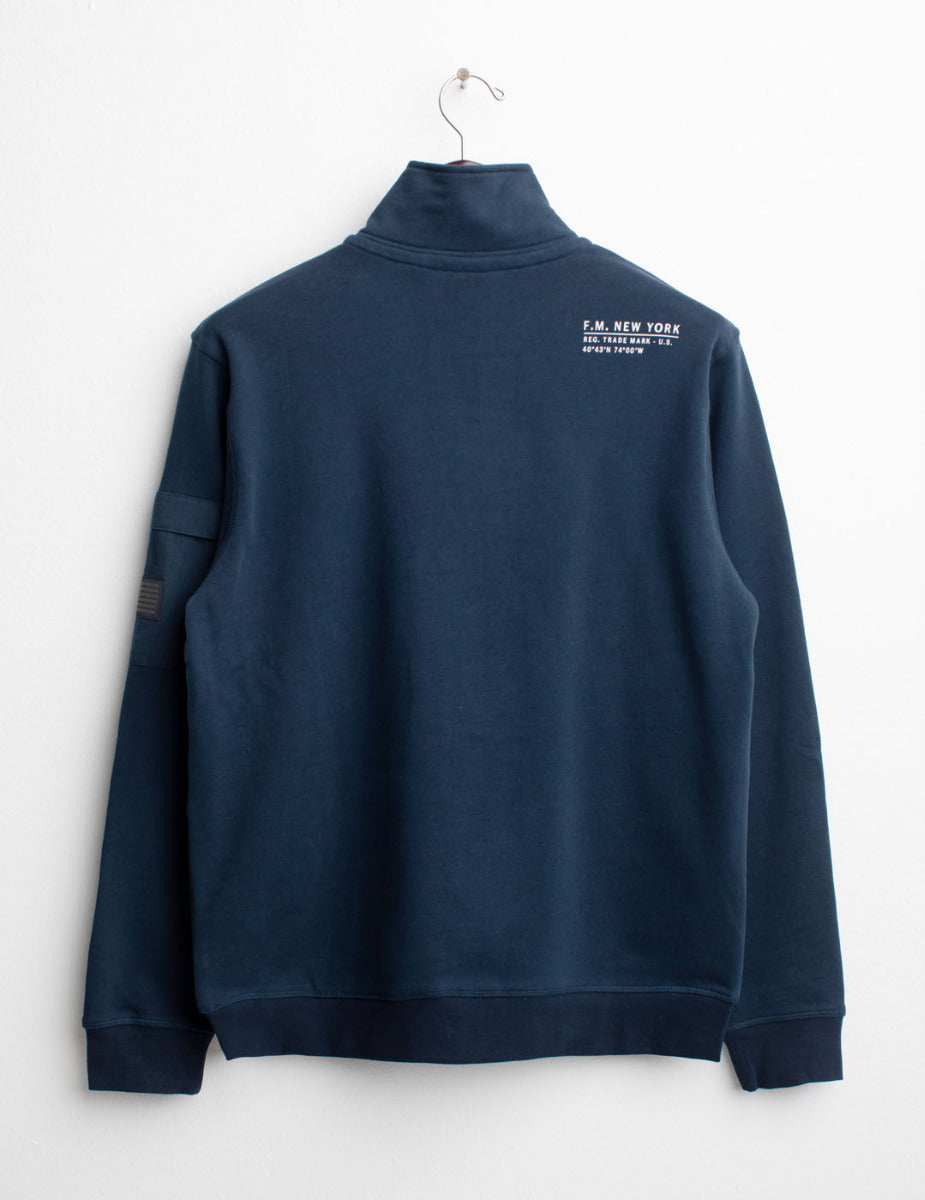 FRED MELLO Felpa fullzip con collo a listino e inserti in ripstop