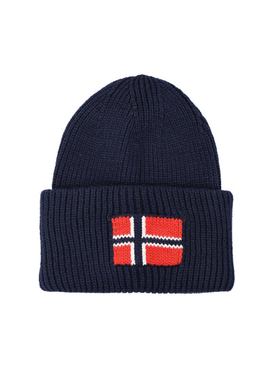 NAPAPIJRI Cappello a cuffia in maglia con risvolto e bandiera unisex F-EVEI