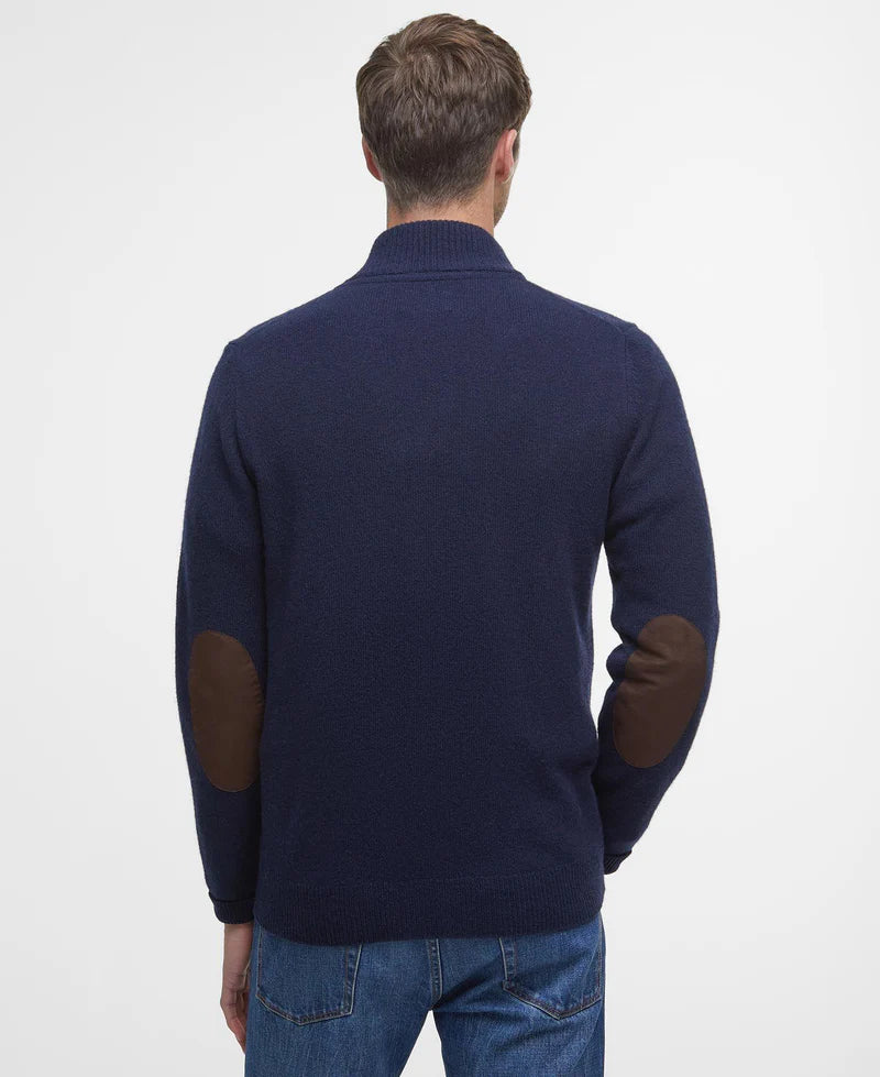 Barbour cardigan uomo in lana con zip e toppe