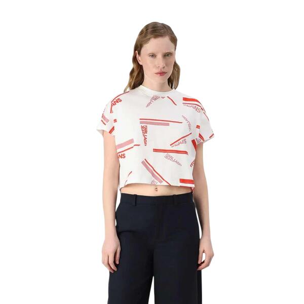 KARL LAGERFELD T-Shirt maniche corte donna boxy loghi all over cropped