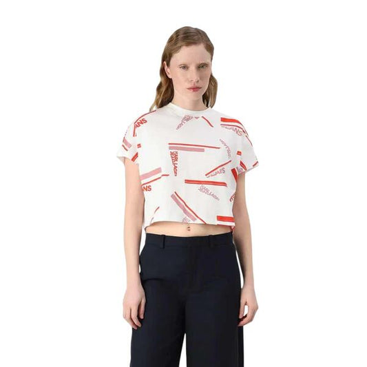 KARL LAGERFELD T-Shirt maniche corte donna boxy loghi all over cropped