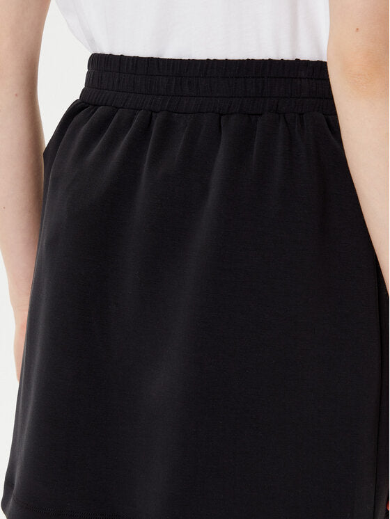 LIU JO Gonna nera in neoprene con bottoni frontali in contrasto e molla logata