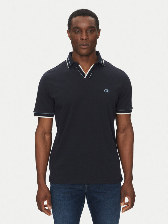 LIU JO Polo t-shirt con colletto cubano beige e blu