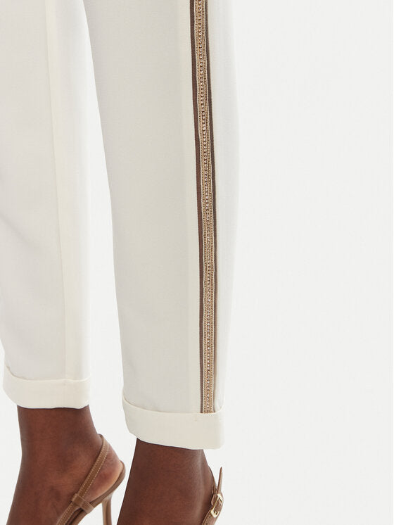 LIU JO Pantaloni jogger donna in crêpe stretch con bande laterali oro