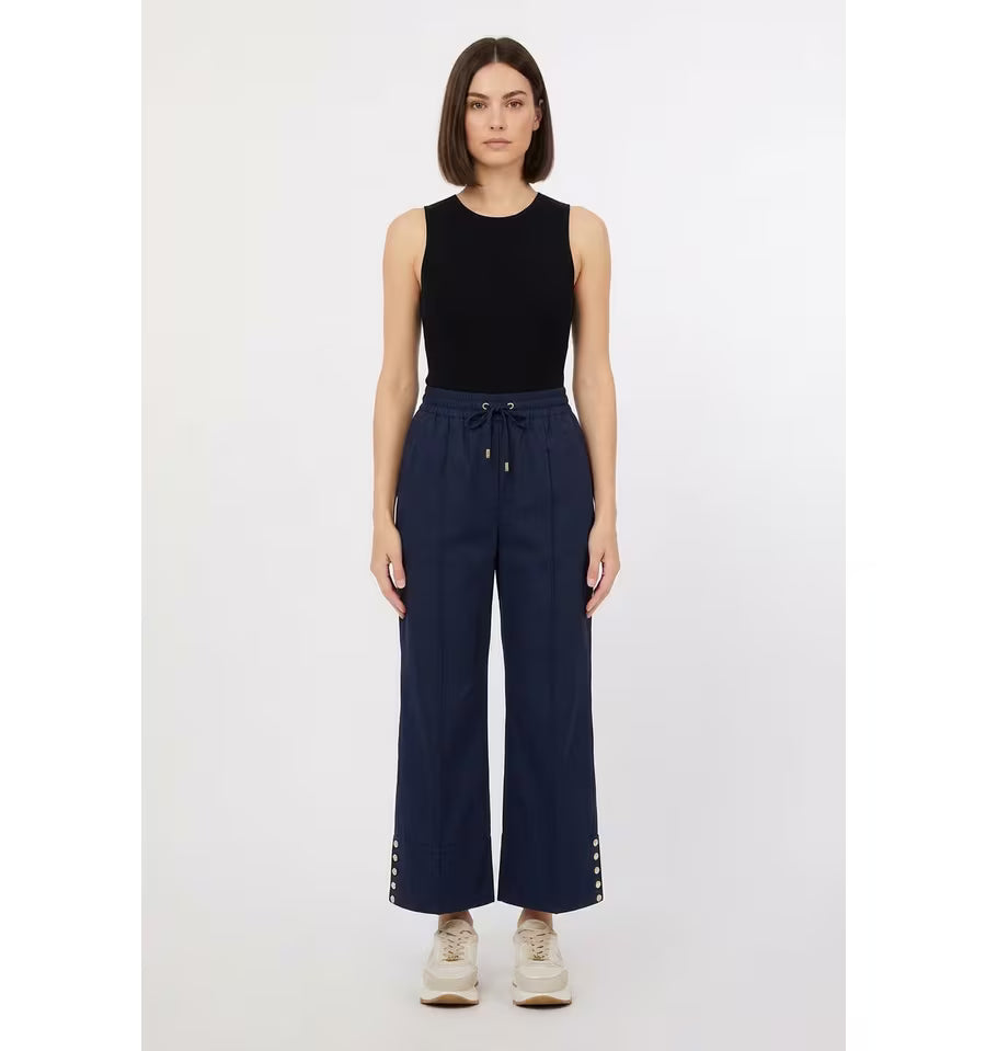 LIU JO Pantaloni in popeline di cotone con risvoltone e applicazione borchie