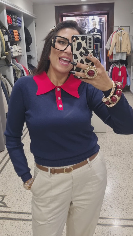 TBYME Polo con colletto in contrasto