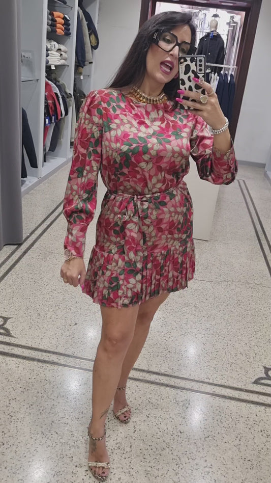 ANONYME Vestito stampa floreale fuxia