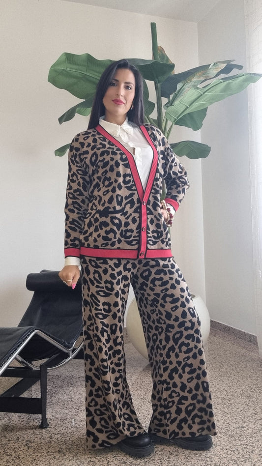 TbyME Pantaloni in maglia animalier