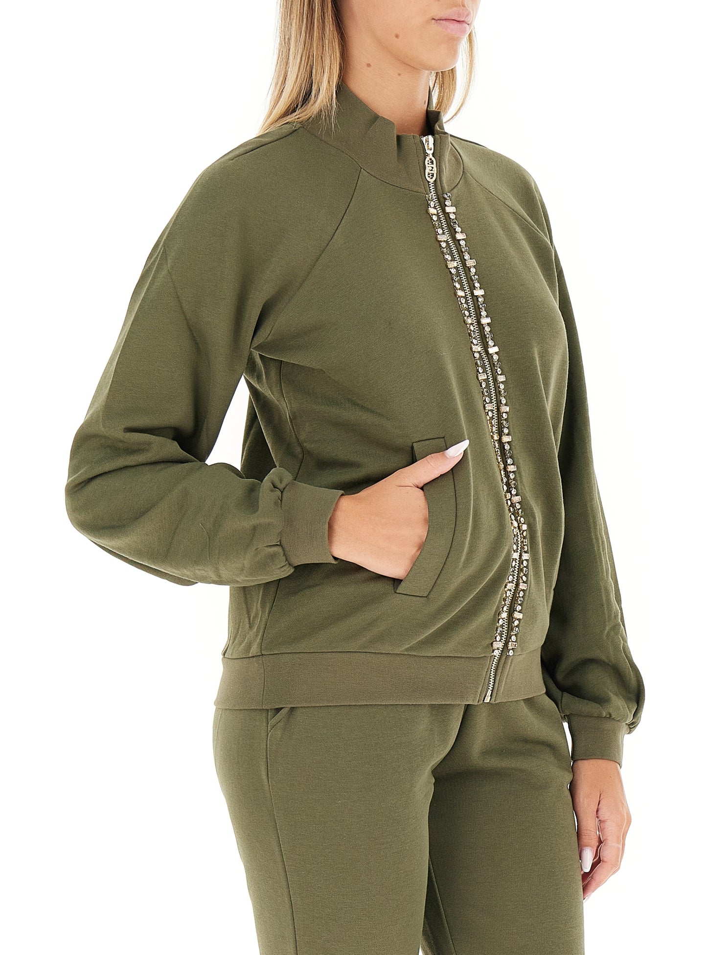 LIU JO Felpa con zip frontale bordata da castoni