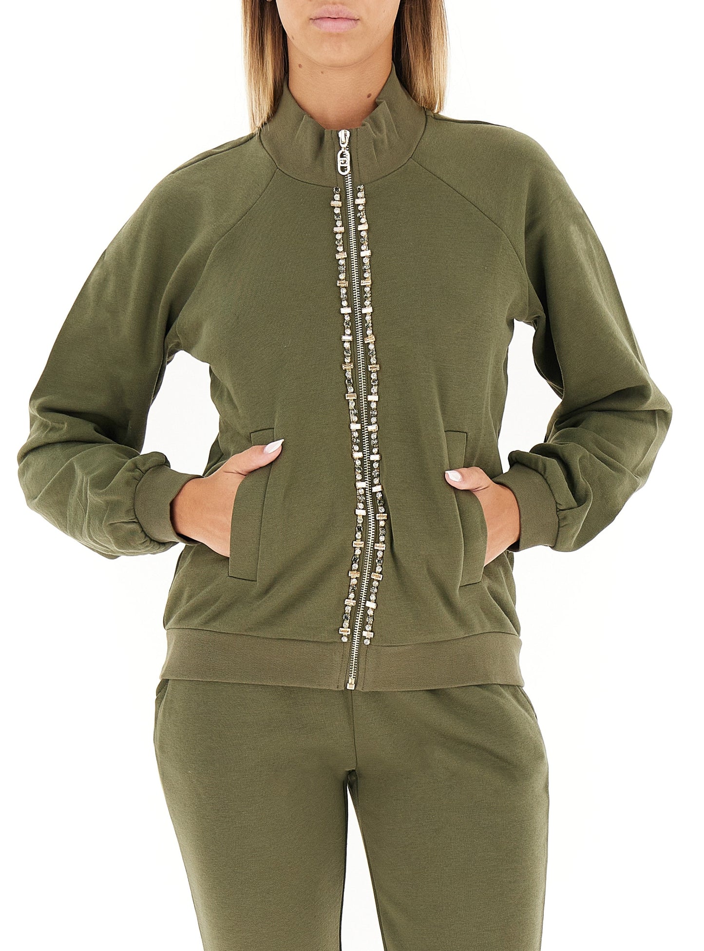 LIU JO Felpa con zip frontale bordata da castoni