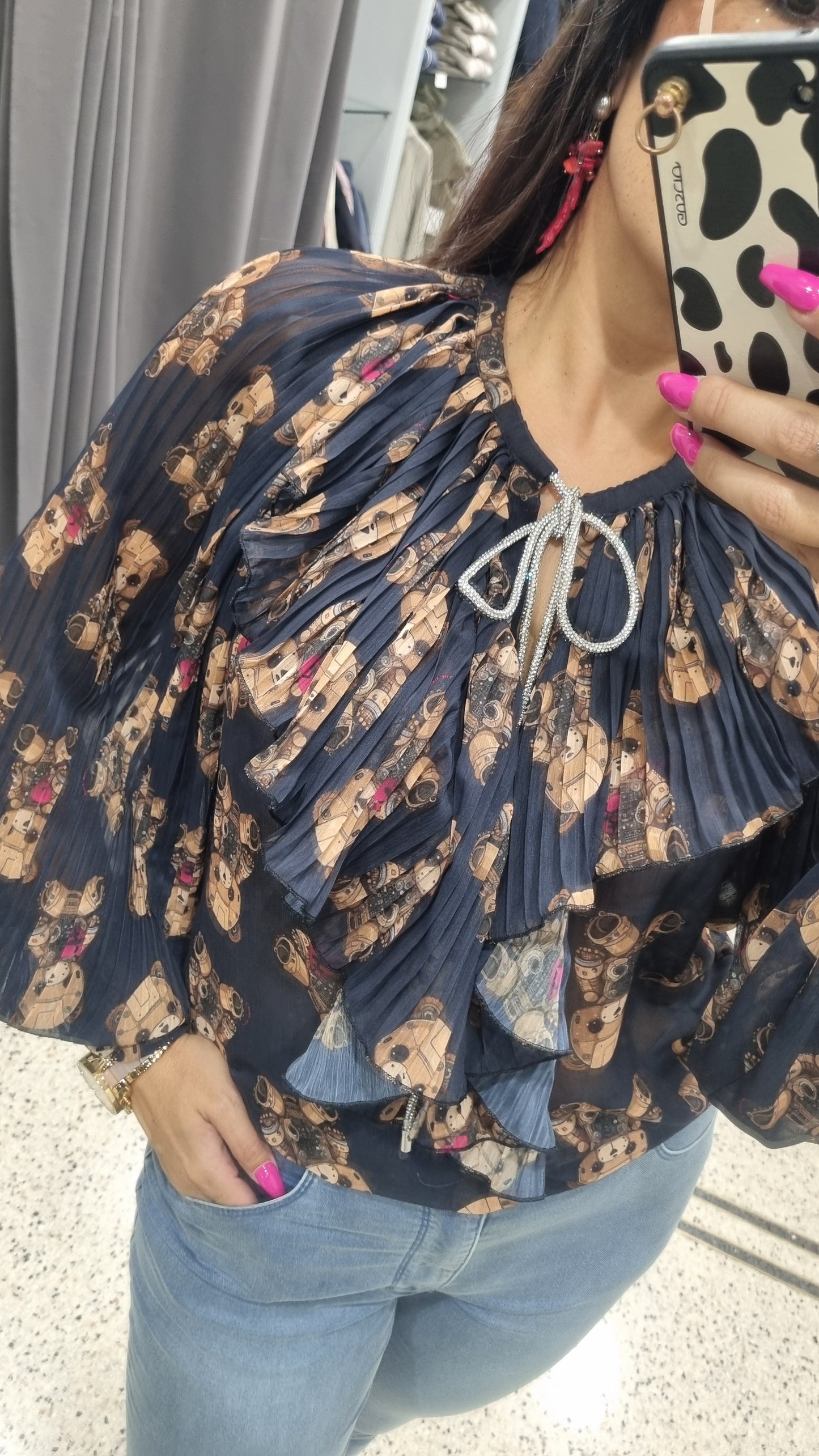 IL THE DELLE 5 Blusa stampa orsetti con rouches