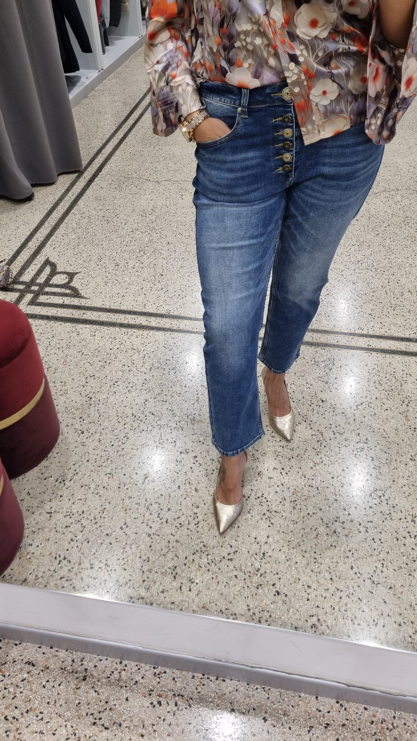 MARKUP Jeans con bottoni bronzati