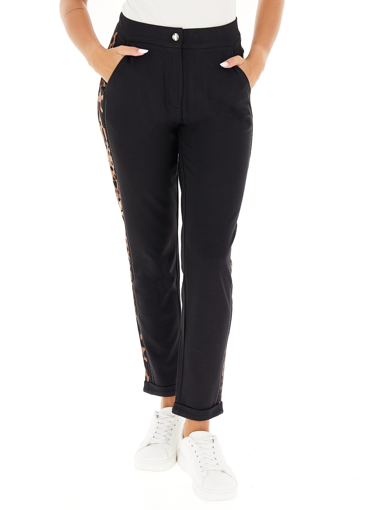 LIU JO Pantaloni in felpa con banda laterale animalier
