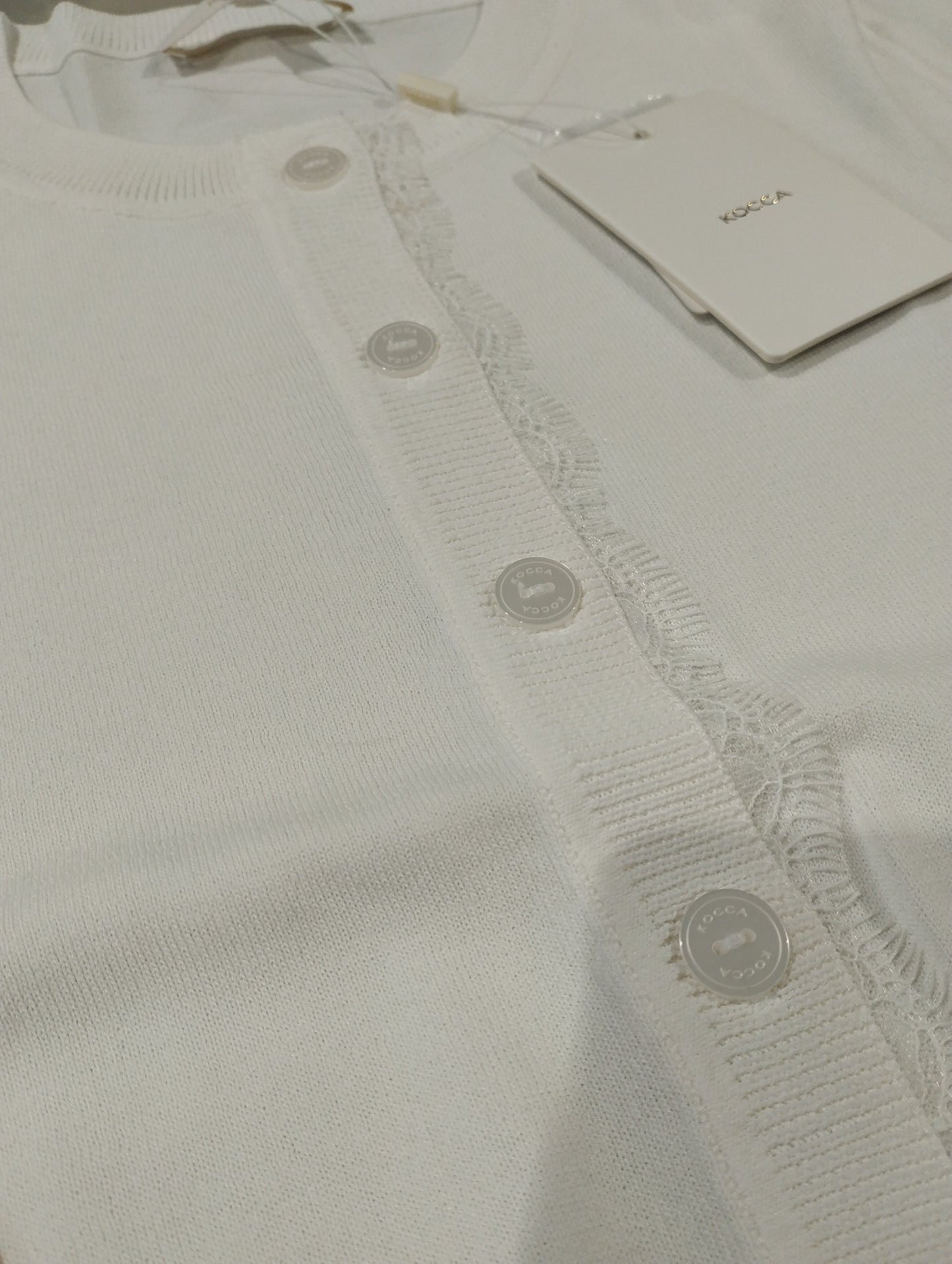 KOCCA Cardigan in viscosa con bottoni e bordo in pizzo