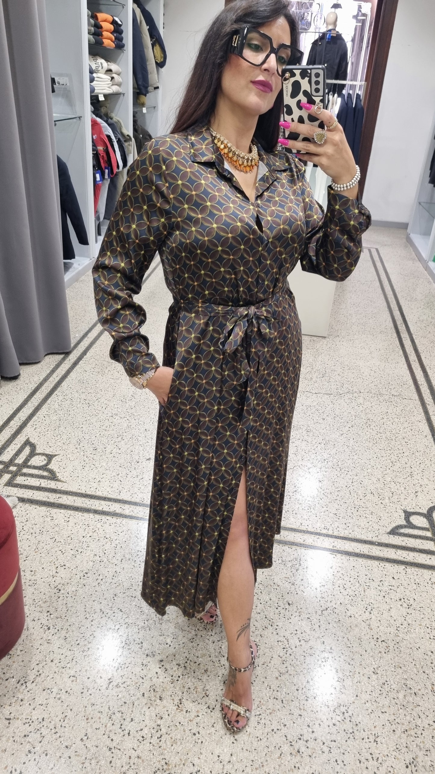 ANONYME Abito lungo chemisier