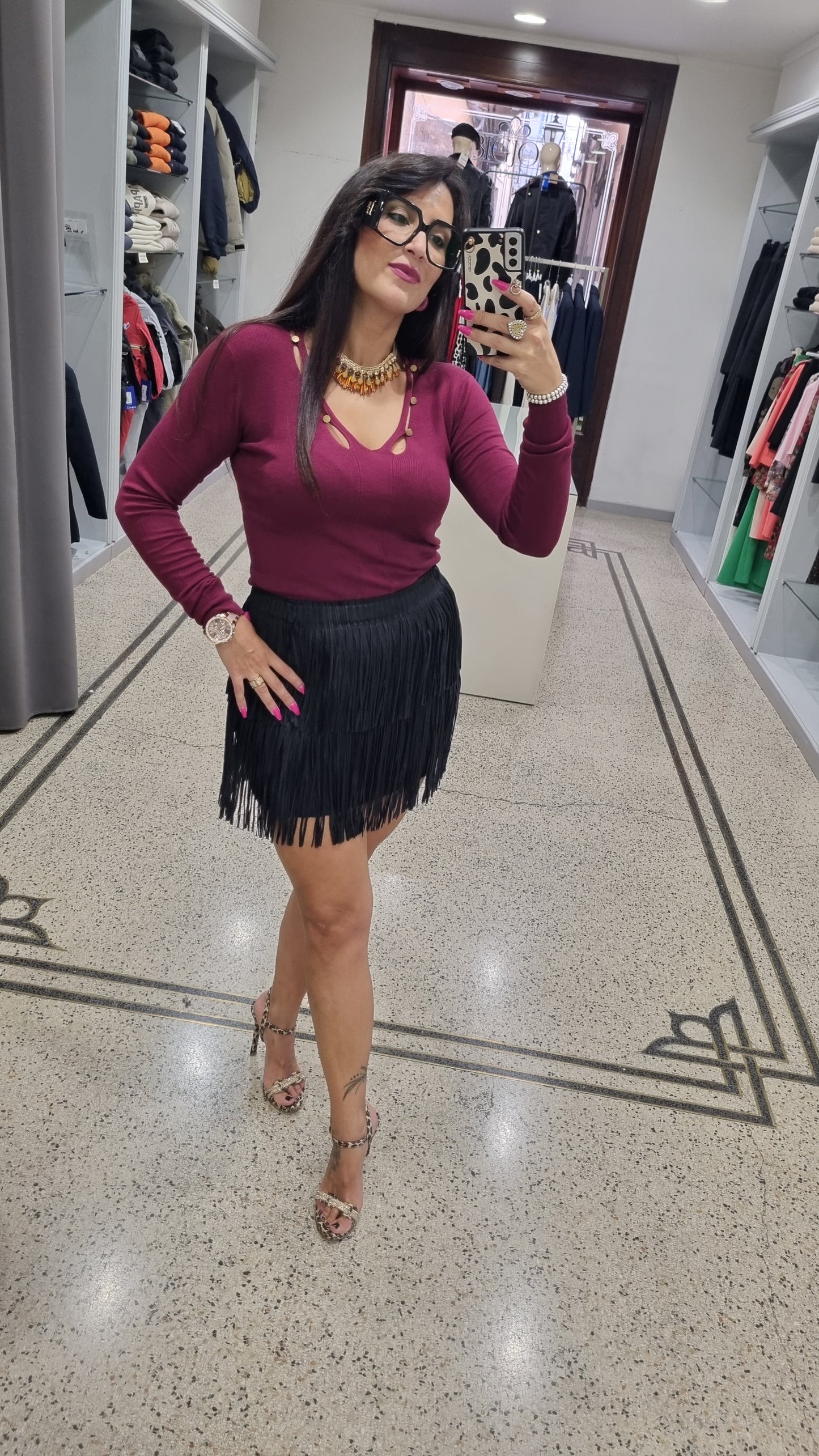 ANONYME Minigonna frange