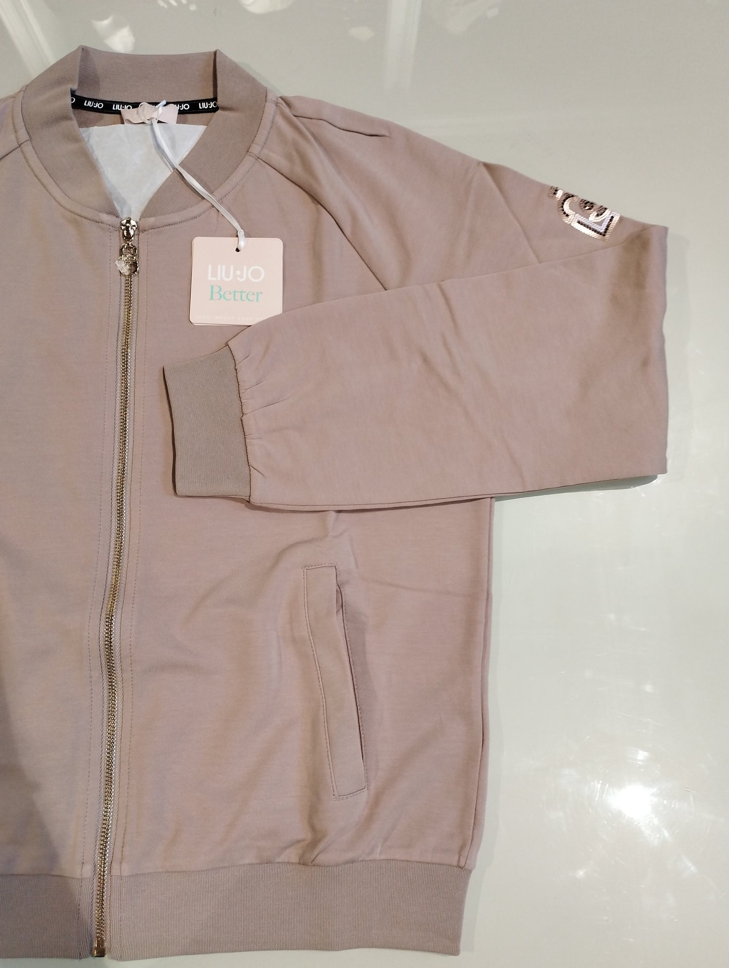 LIU JO Completo felpa e pantaloni in jersey di cotone beige
