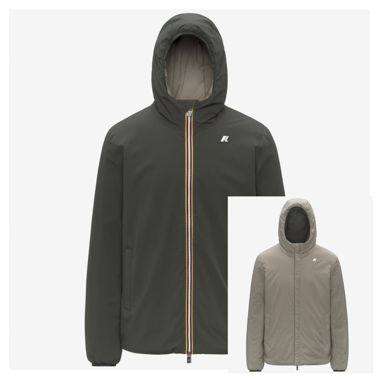 K-WAY Giubbotto invernale uomo reversibile con cappuccio JACK ST WARM DOUBLE
