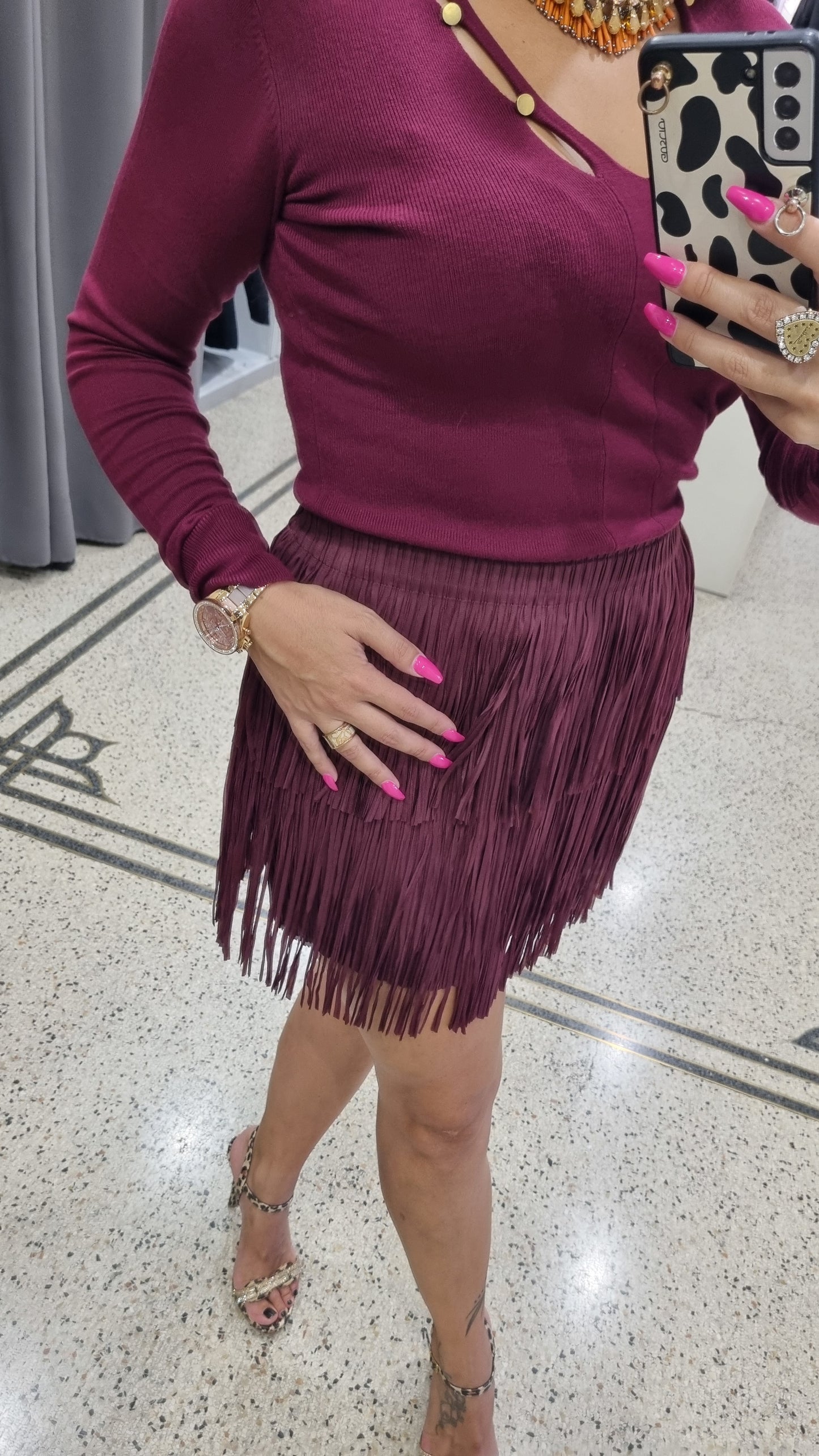 ANONYME Minigonna frange