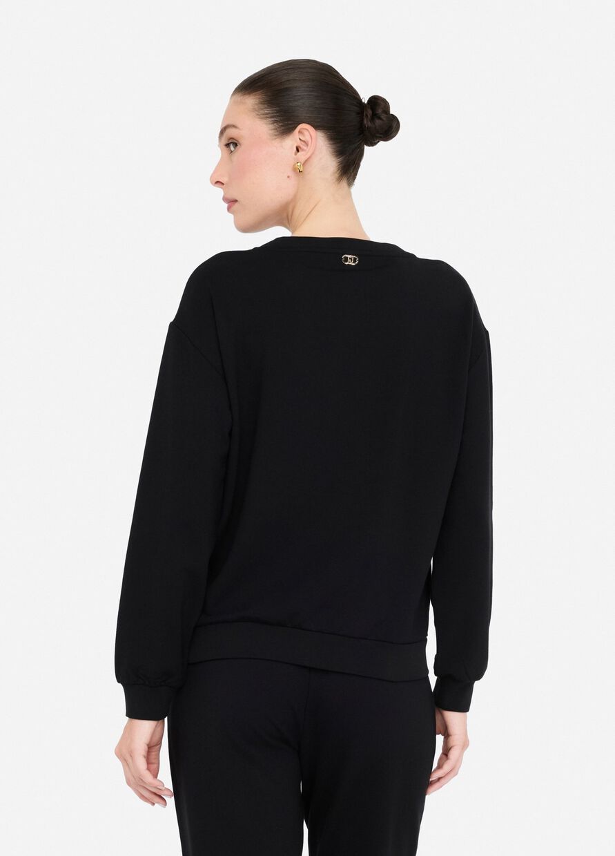 LIU JO Felpa girocollo con logo di perle frontale