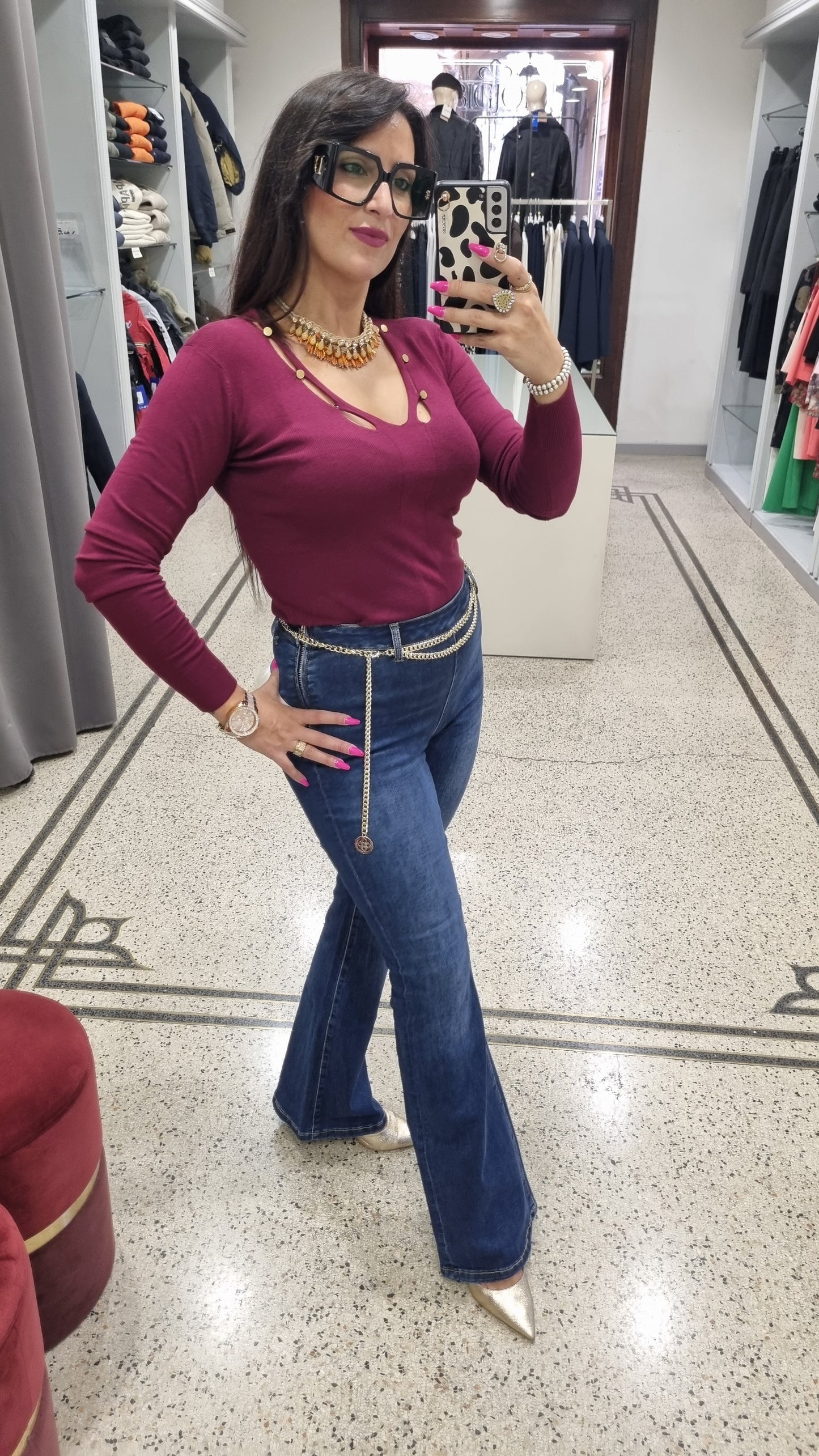 MARKUP Jeans a zampa con cinta