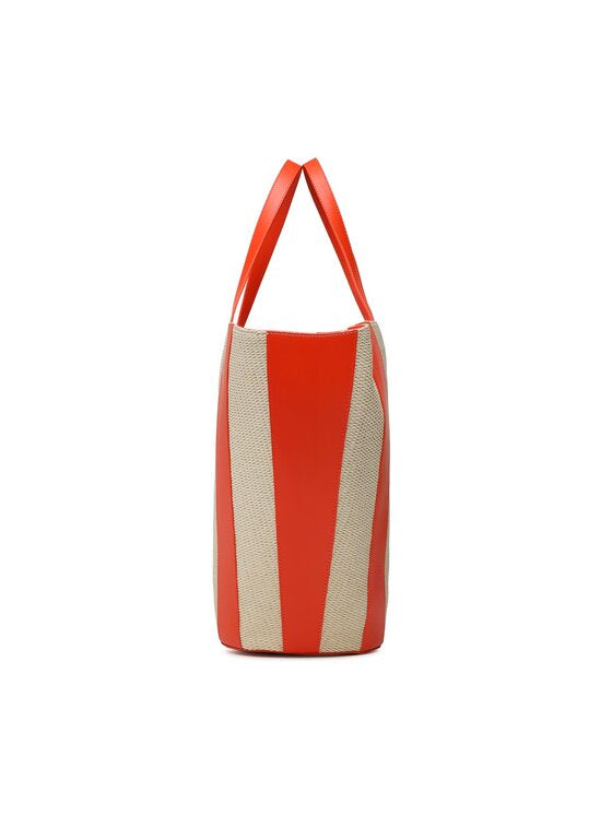 TOMMY HILFIGER Borsa da mare in raffia beige e arancio