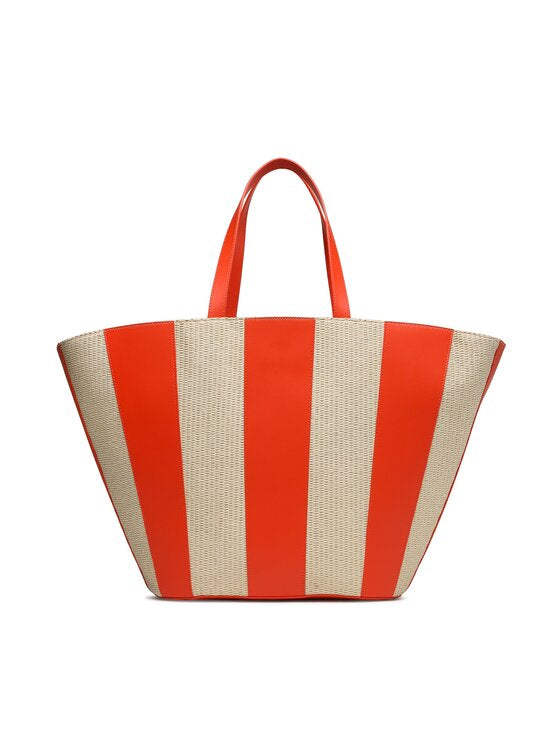 TOMMY HILFIGER Borsa da mare in raffia beige e arancio
