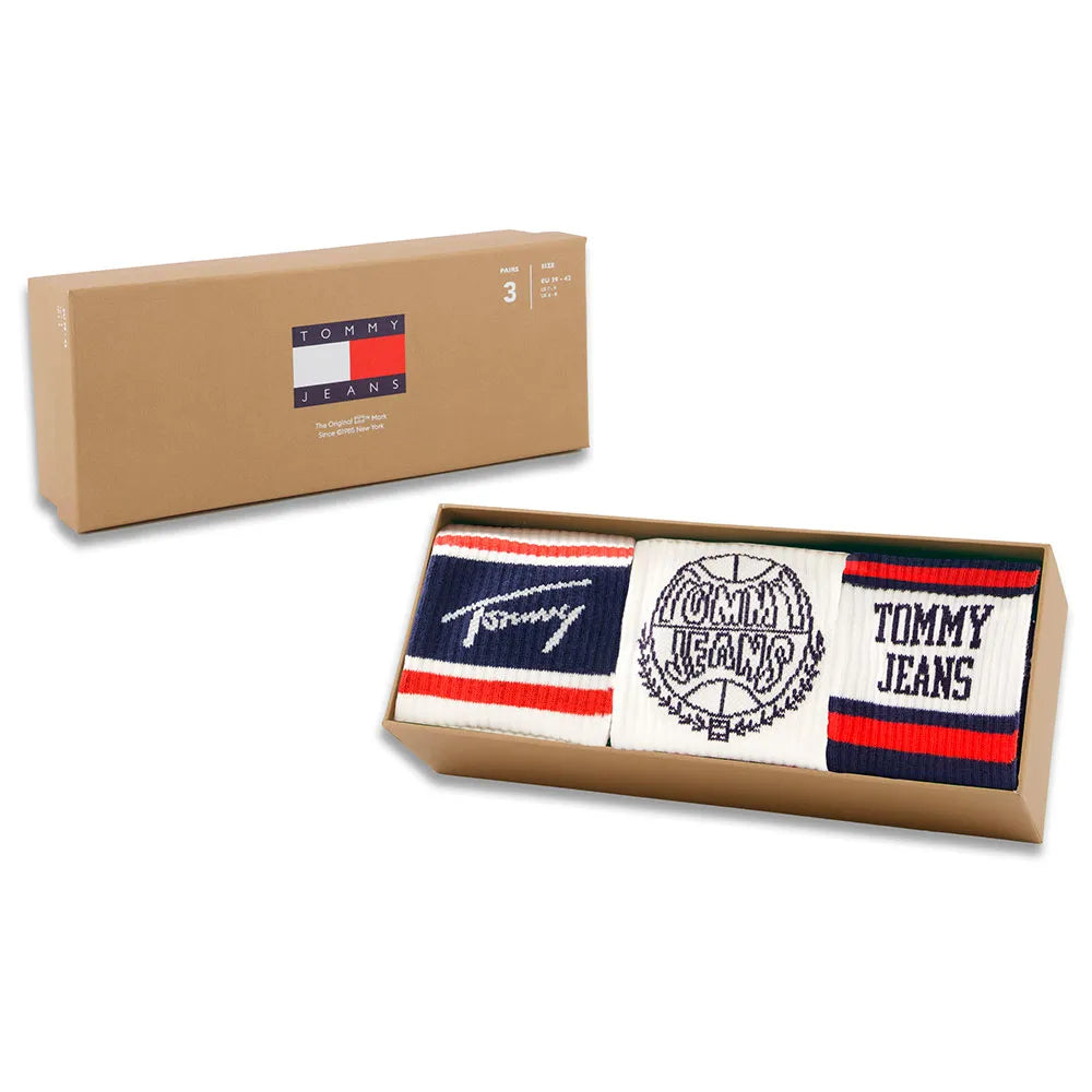 TOMMY HILFIGER Giftbox in cartone 3 paia di calzini in spugna metà polpaccio