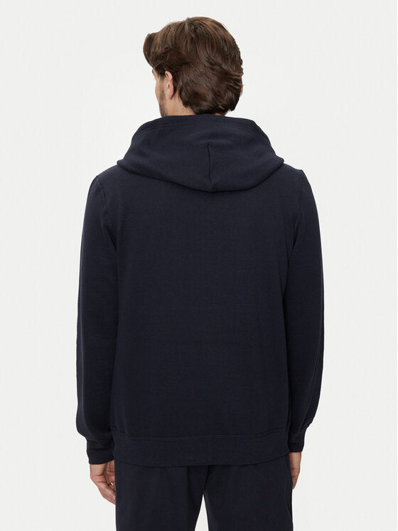 TOMMY HILFIGER Felpa full zip con cappuccio blu logo bandierina sul petto