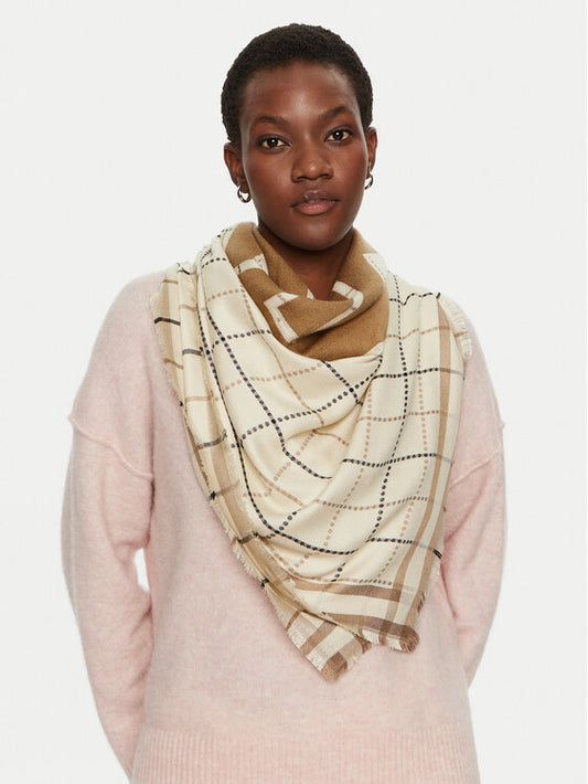 TOMMY HILFIGER Foulard quadrato intarsiato beige e caramello
