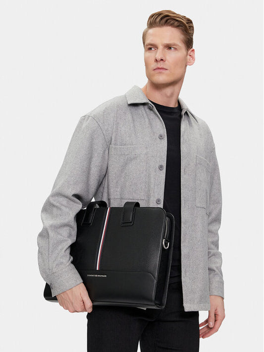 TOMMY HILFIGER Borsa porta pc Th Central Slim Computer Bag nera