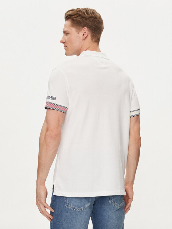TOMMY HILFIGER Polo maniche corte slim fit bianca con monotype e bandiera su una manica