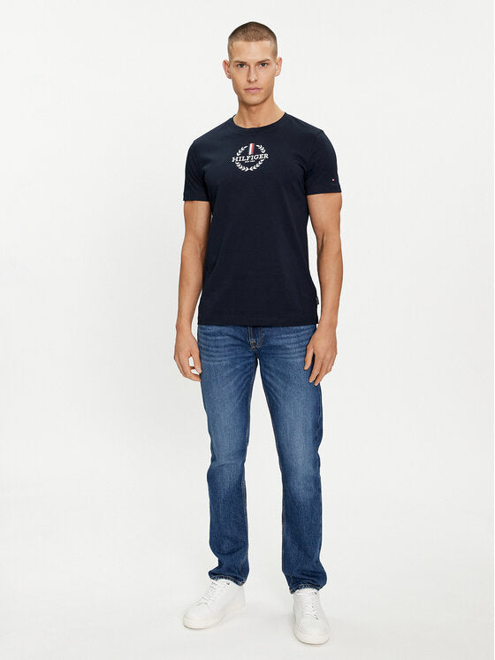 TOMMY HILFIGER T-Shirt girocollo maniche corte con logo stampato frontale