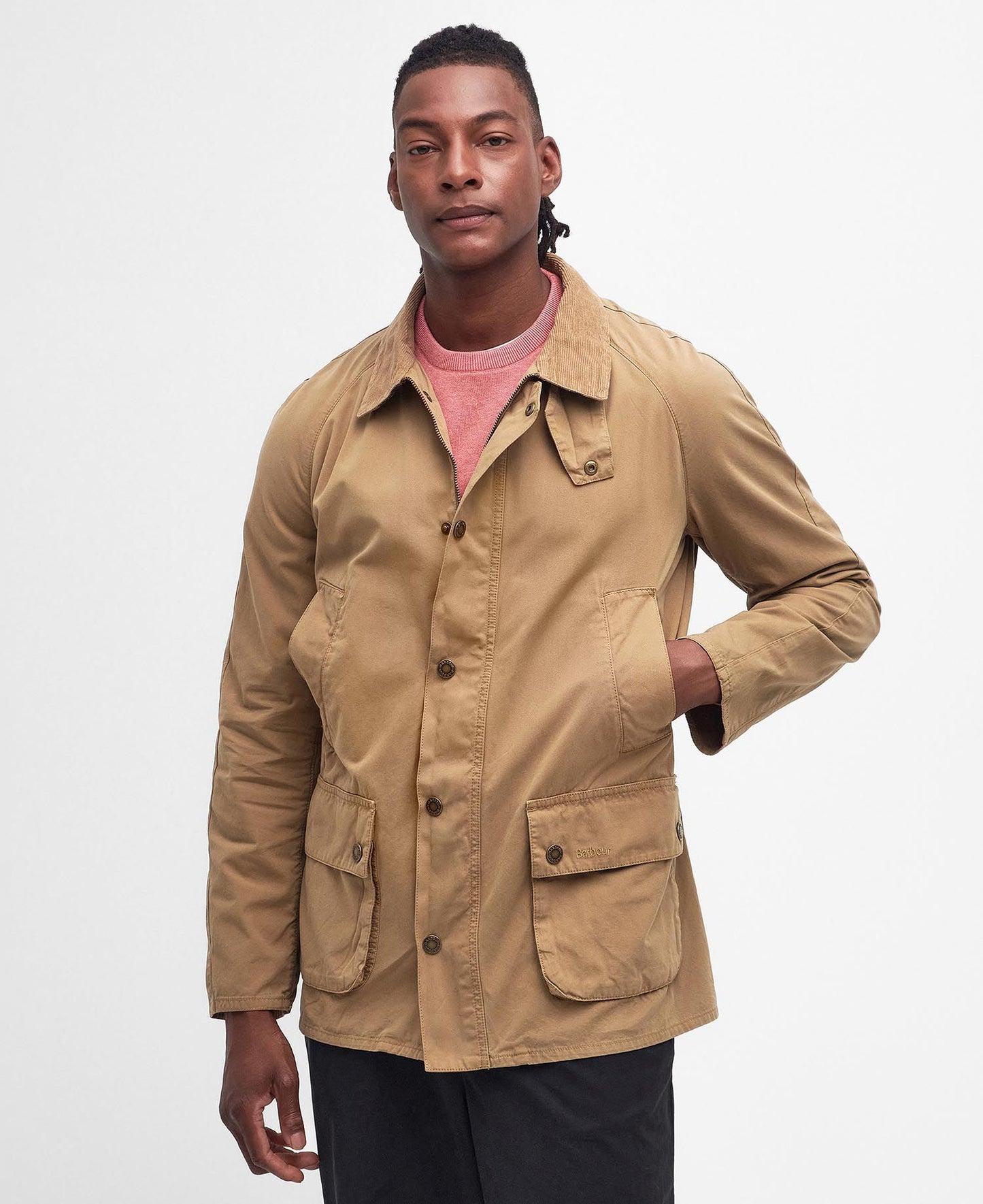 BARBOUR Giacca in cotone lavato ASHBY CASUAL beige