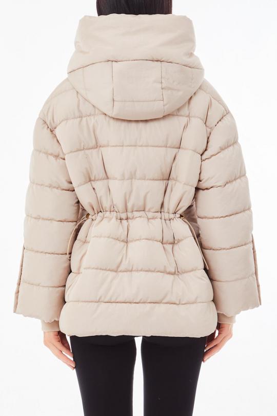 LIU JO Giubbotto trapuntato imbottito beige con coulisse e cappuccio